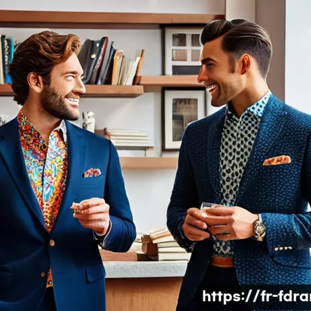 윌 앤 그레이스 명장면 모음 - A lively scene featuring two stylish male friends engaged in a sharp, witty verbal duel in a modern,...