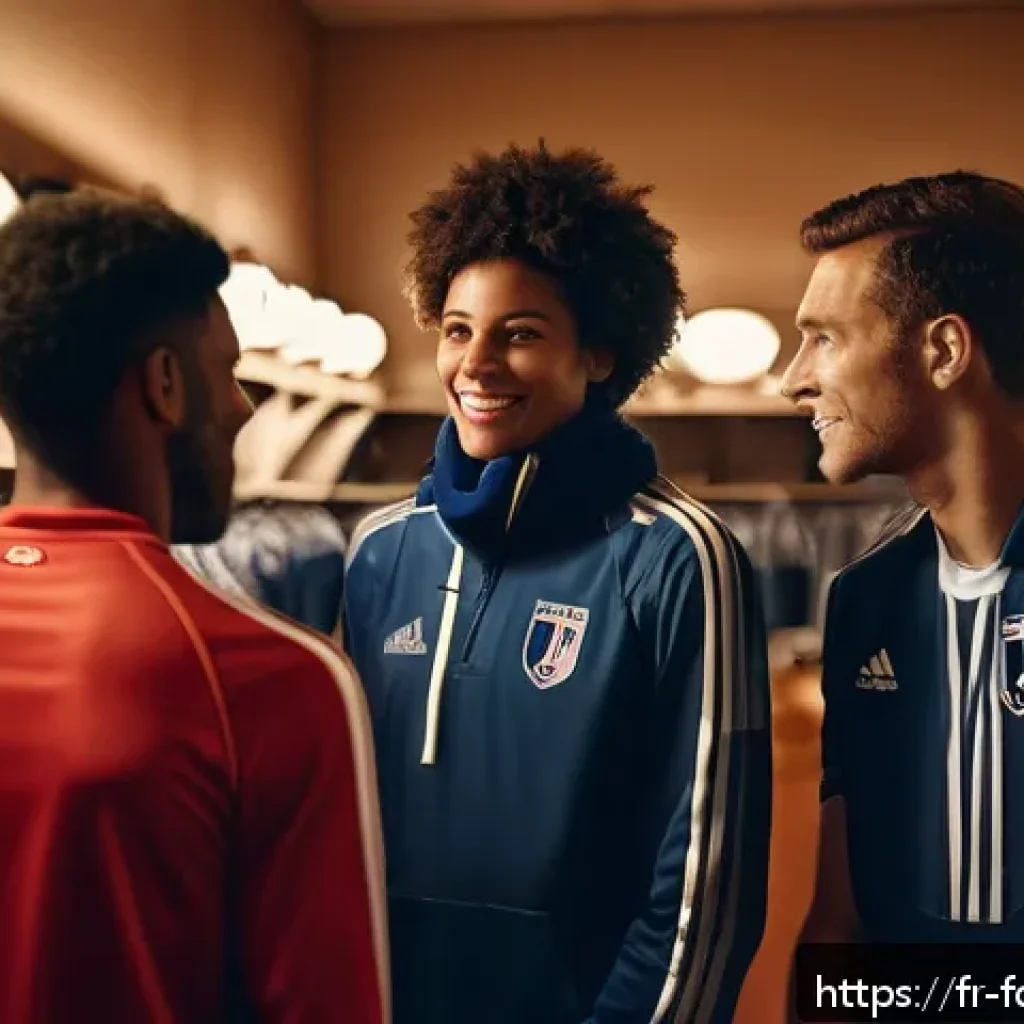 테드 라소 시즌별 인기 요소 - A warm and intimate scene inside a cozy English football locker room at dusk, featuring a diverse gr...