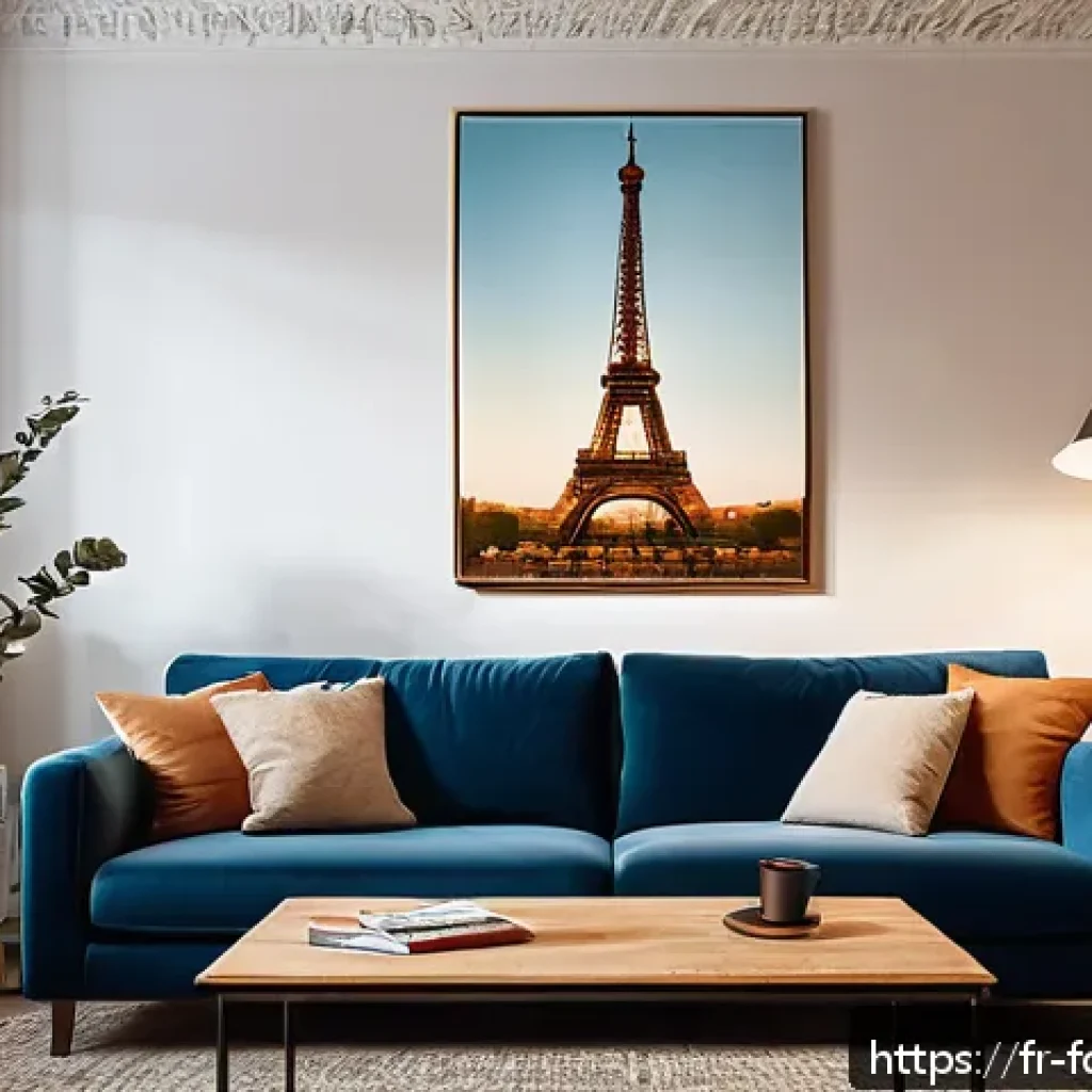 디 인비저블 시청 방법 - A cozy modern living room in a French apartment, evening setting with warm ambient lighting, a large...